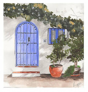 La puerta azul, Frigiliana. 20 x 20 cm