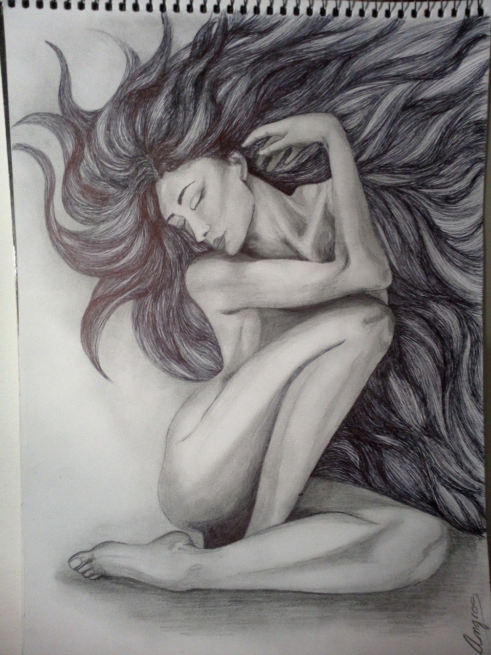 Dibujo original de Agata Amgros para el ensayo sobre el cuerpo